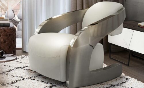 Cama de design moderno Alain, estrutura sólida cama de nogueira