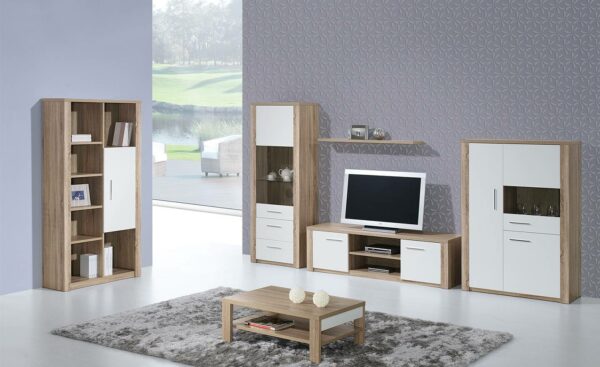 Elemento Cristaleira Paris Carvalho Natura/Branco Lourini | Moveistore