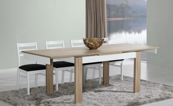 Mesa de Jantar Paris Carvalho Natura/Branco Lourini