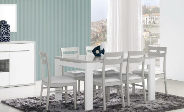 Mesa de Jantar Viena Cinza Branco Lourini