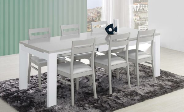 Mesa de Jantar Viena Cinza Branco Lourini