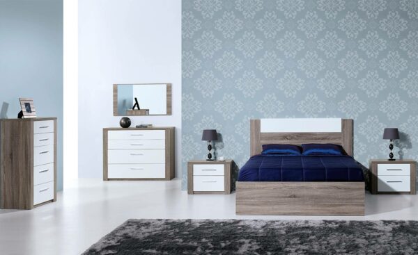 Quarto de Casal Paris Carvalho Cinza/Branco Lourini