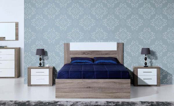 Quarto de Casal Paris Carvalho Cinza/Branco Lourini