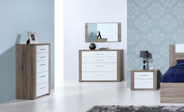 Quarto de Casal Paris Carvalho Cinza/Branco Lourini