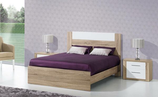 Quarto de Casal Paris Carvalho Natura/Branco Lourini