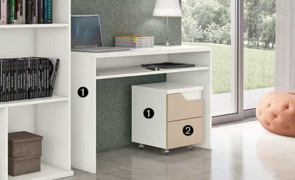 Secretária com Bloco de Rodas Curve CR | Moveistore