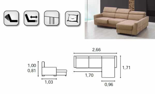 Sofá Chaise Stefan Lourini | Moveistore - Loja Online de Mobiliário