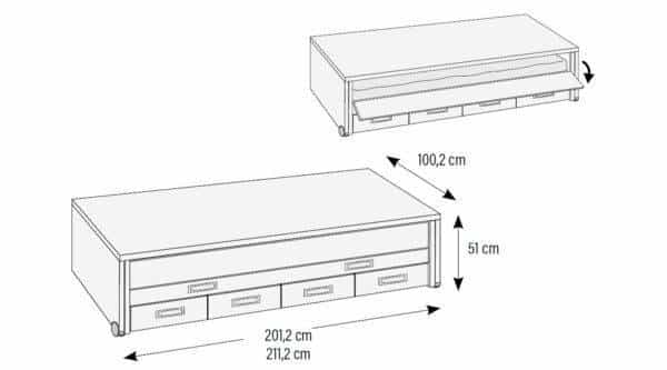 Compacto com Cama Extra e 4 Gavetas LB 34 precos de Camas e Cabeceiras Individuais Moveistore Loja Online