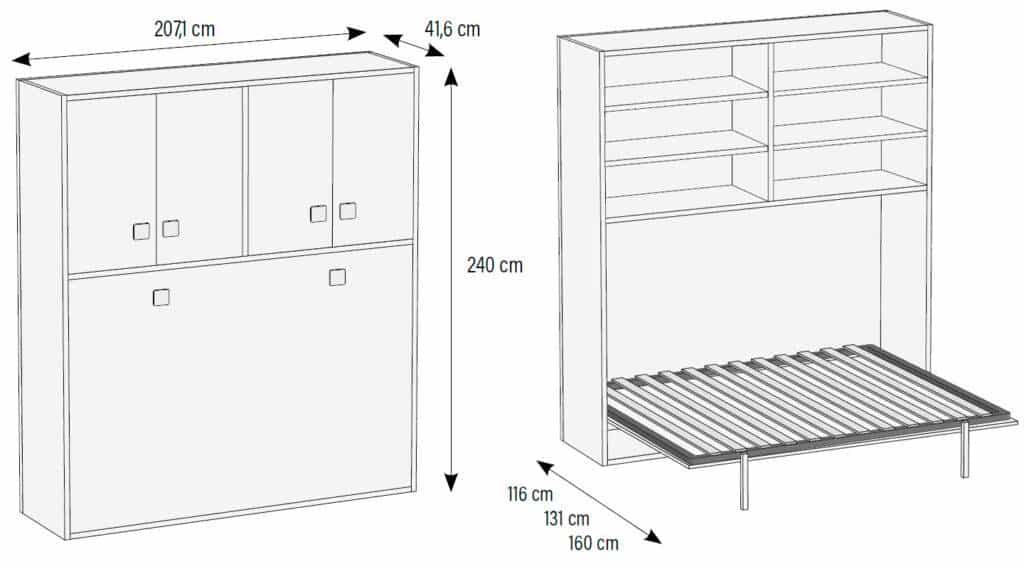 Cama Rebatível Horizontal com Arrumação LB 65 precos de Camas e Cabeceiras Moveistore Loja Online