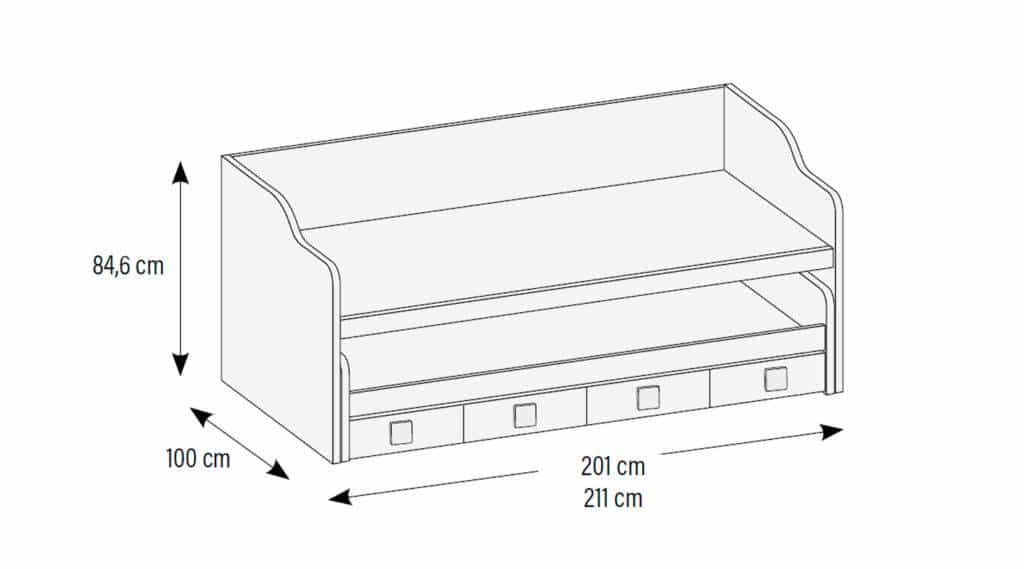 Compacto de Menina com Cama Extra e 4 Gavetas LB 22 precos de Camas e compactos Moveistore Loja Online