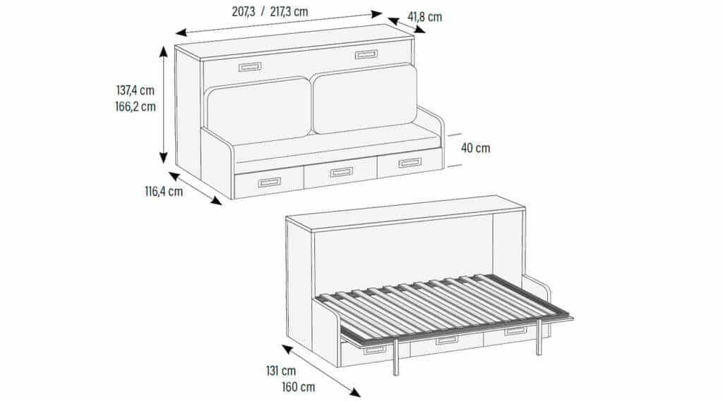 Cama Rebatível Horizontal com Sofá LB 67 precos de Camas e Cabeceiras Moveistore Loja Online