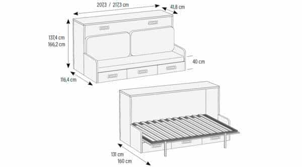 Cama Rebatível Horizontal com Sofá LB 67 precos de Camas e Cabeceiras Moveistore Loja Online