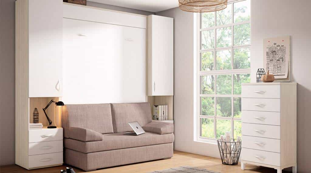 Quarto Cama Rebatível com Sofá LB 66 precos de Quartos Juvenis Moveistore - Camas Rebatíveis Verticais