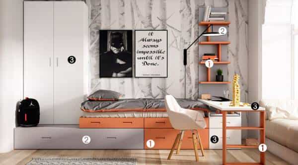 Quarto Juvenil Compacto LB 45 | Moveistore - Loja Online de Mobiliário