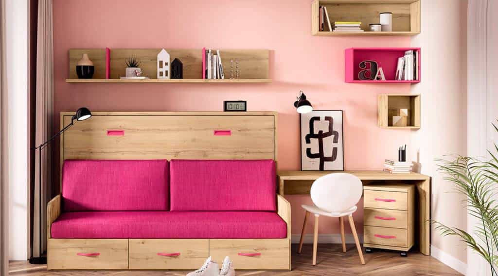 Quarto Cama Rebatível Horizontal com Sofá LB 67 precos de Quartos Juvenis Moveistore Loja Online Cama rebatível com sofá