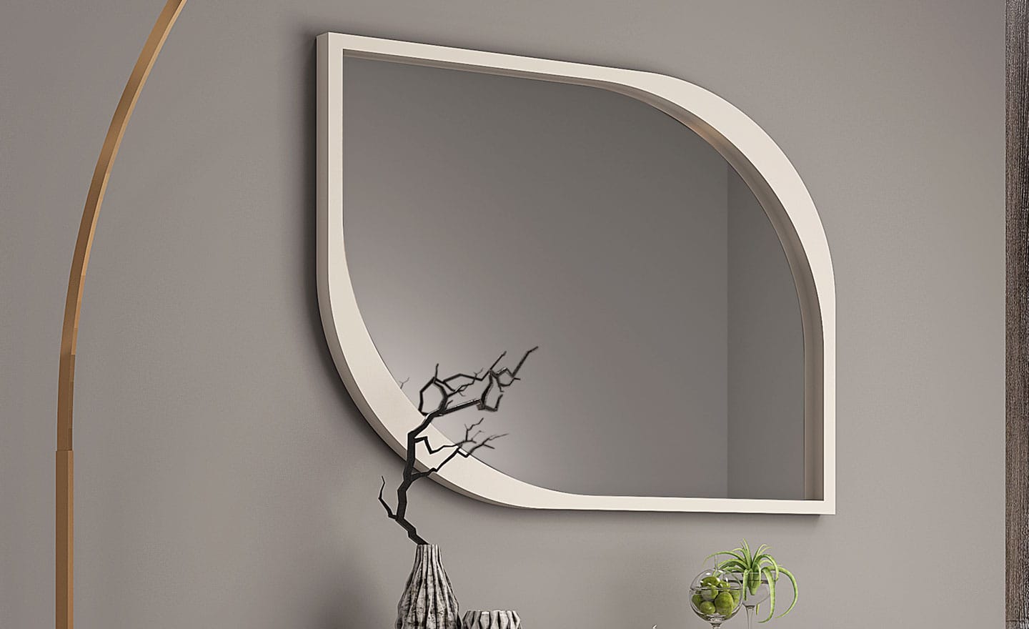 Espelho Hall Lacado Mary com acabamento em MDF lacado e design elegante
