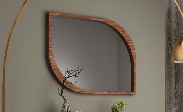 Espelho Hall Nogueira Mary com acabamento em nogueira e design elegante