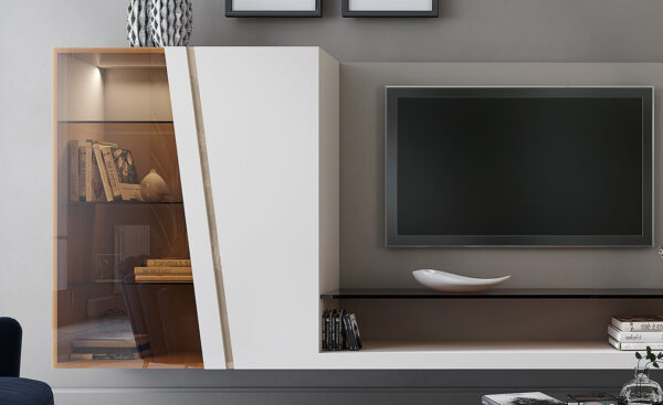 Imagem da Estante TV Antonella com design moderno e compartimentos para armazenamento Moveistore