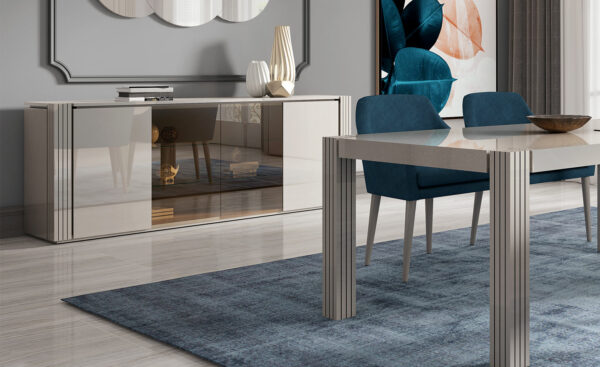 Imagem de Conjunto de sala de jantar elegante Lacada Juliet com mesa, aparador e moldura Moveistore