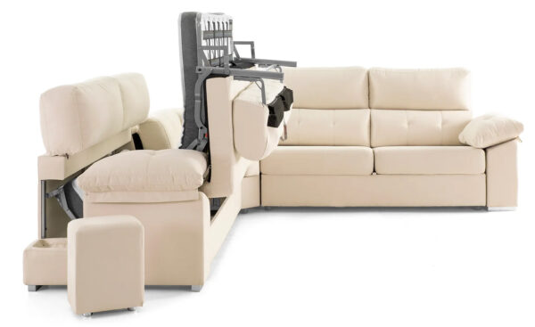 Sofá de Canto com Cama Venus com colchão e encosto de cabeça reclinável Moveistore