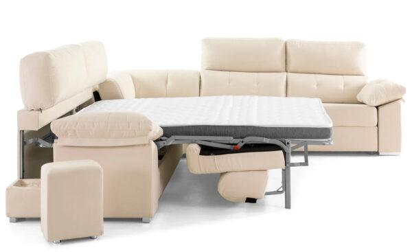 Sofá de Canto com Cama Venus com colchão e encosto de cabeça reclinável Moveistore