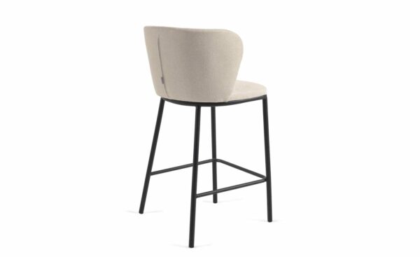 Banco alto estofado em tecido chenille beige - CC3001KY12H - Moveistore