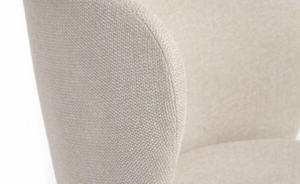 Banco alto estofado em tecido chenille beige - CC3001KY12H - Moveistore