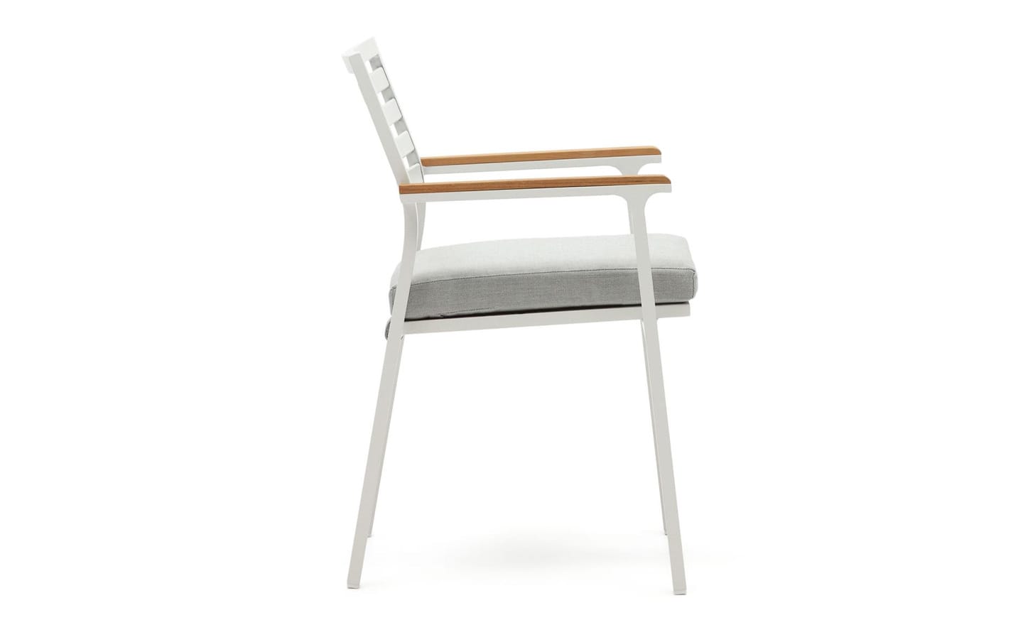 Cadeira de Jardim Bona Branco com apoio de braços em madeira maciça e de teca e estrutura em alumínio - J0600031NN05 | Moveistore