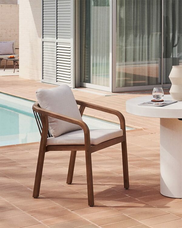 Cadeira de Exterior Malaret Bege em madeira maciça de eucalipto - J0600049JJ12 | Moveistore