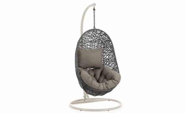Cadeirão Suspenso com Pé Florina Cinza Escuro, poliratán trançado à mão - J1000031FN02 | Moveistore