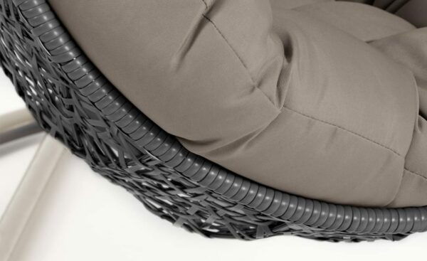 Cadeirão Suspenso com Pé Florina Cinza Escuro, poliratán trançado à mão - J1000031FN02 | Moveistore