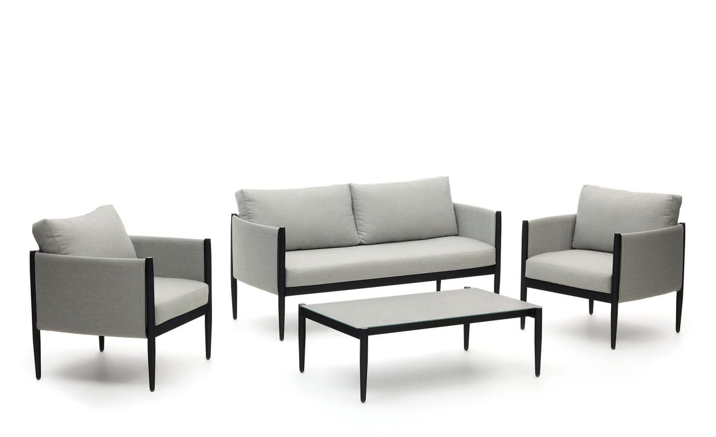Conjunto de Exterior Satuna com 2 cadeirões, 1 sofá de 2 lugares e mesa de centro - J1600007NN15 | Moveistore