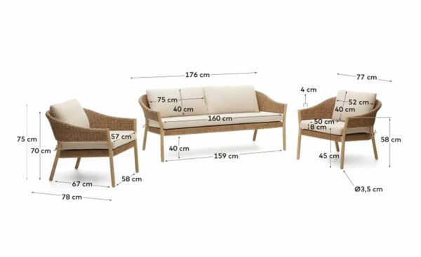 Conjunto de Exterior Pola com cadeirões, sofás e almofadas removíveis - J1600008JJ12 | Moveistore