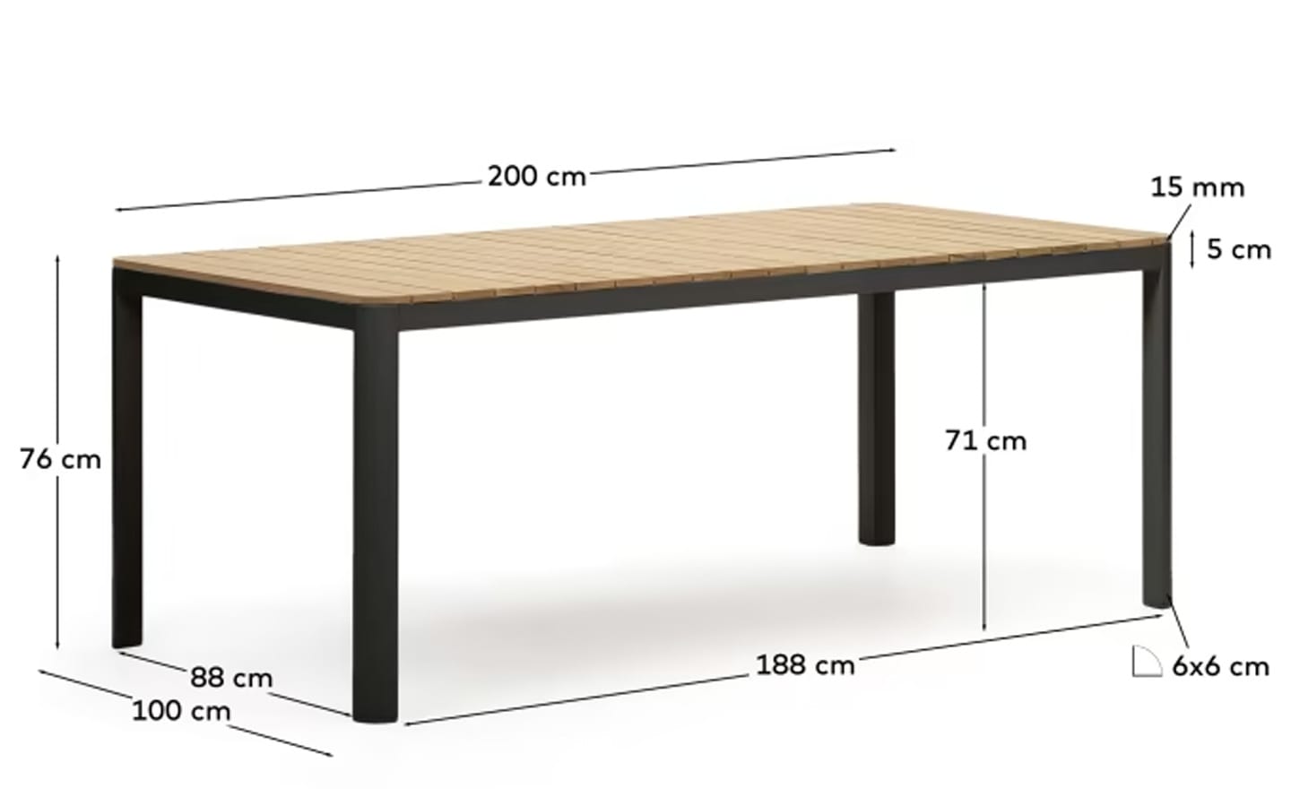 Mesa de Exterior Bona 200×100