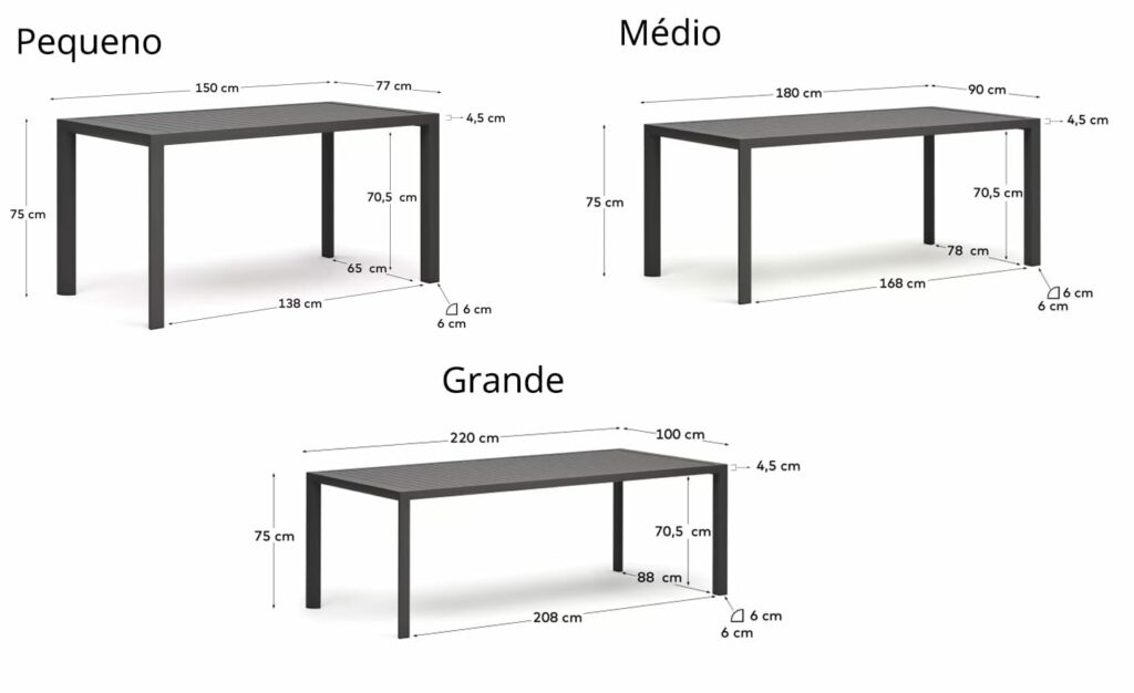 Mesa de Jantar de Exterior Culip, mesa de alumínio para ambientes externos