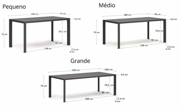 Mesa de Jantar de Exterior Culip, mesa de alumínio para ambientes externos