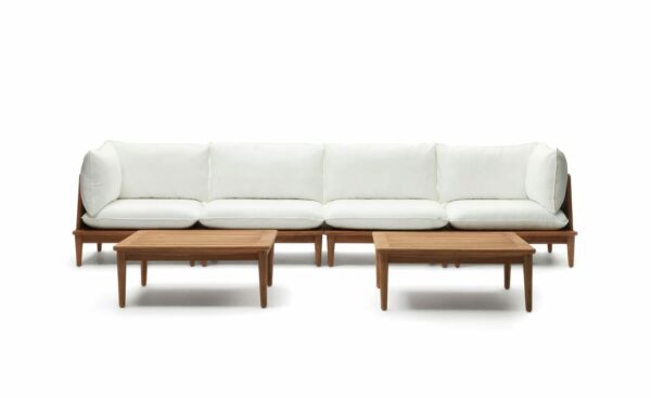 Conjunto de cadeirões e mesas de centro de exterior em madeira maciça de teca - J2100006JJ05 - Moveistore