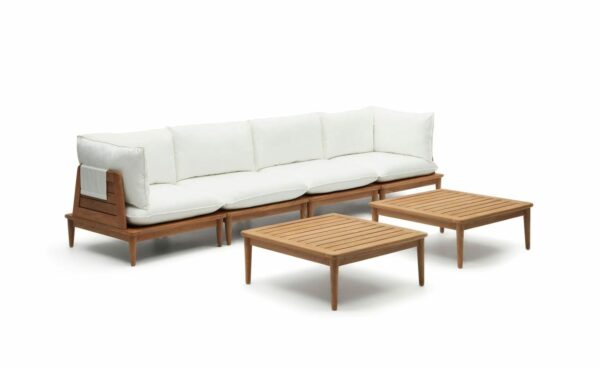 Conjunto de cadeirões e mesas de centro de exterior em madeira maciça de teca - J2100006JJ05 - Moveistore