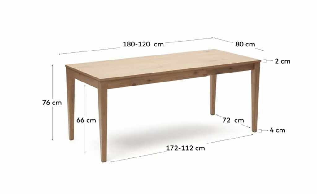 Mesa Extensível de Exterior Yain 120-180 em carvalho maciço com extensão interna de 60cm, ideal para ambientes externos