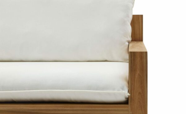 Sofá de 3 Lugares de Exterior Forcanera, madeira maciça de teca, almofada incluída, ideal para ambientes cobertos