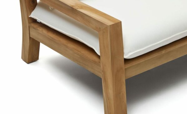 Sofá de 3 Lugares de Exterior Forcanera, madeira maciça de teca, almofada incluída, ideal para ambientes cobertos
