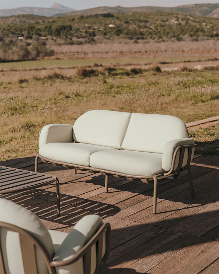 Sofá de Exterior de 2 Lugares Joncols Cinza – O1030020GP03