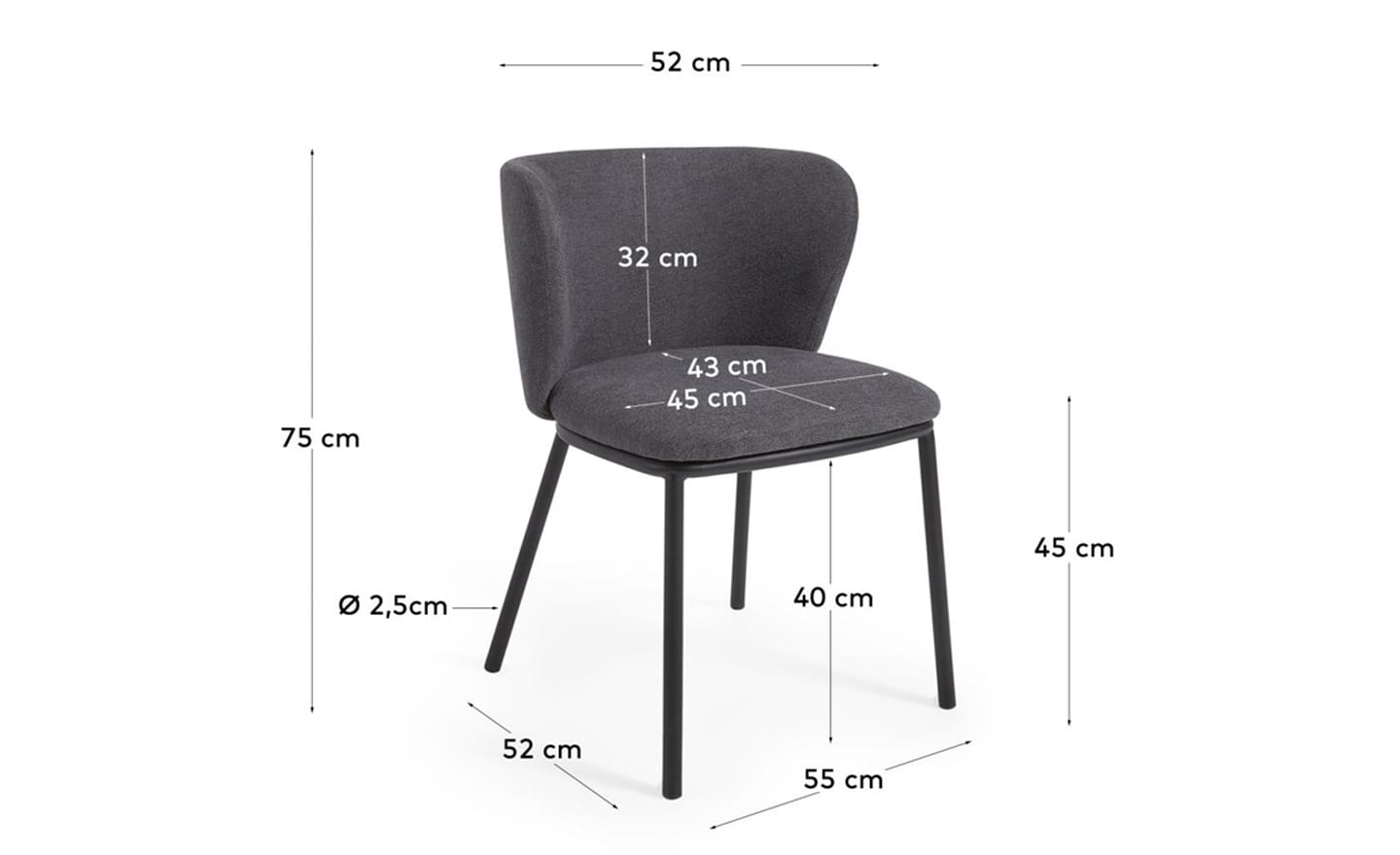 Cadeira Ciselia Cinza Escuro – CC3000KY15