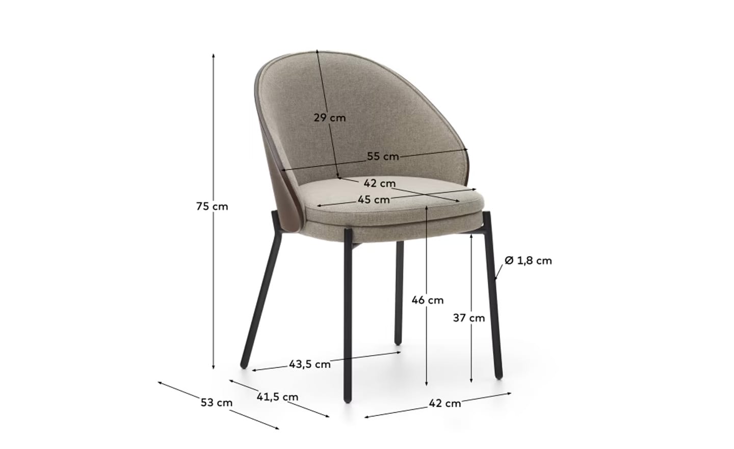Cadeira Eamy Castanho Claro – C0100003HE03