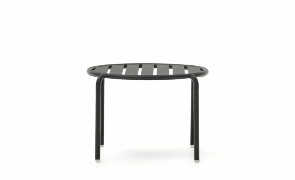 Mesa de Apoio de Exterior Joncols Cinza, mesa de apoio em alumínio resistente a raios UV e corrosão, com design inspirado em pedras de rio. Ideal para uso exterior.