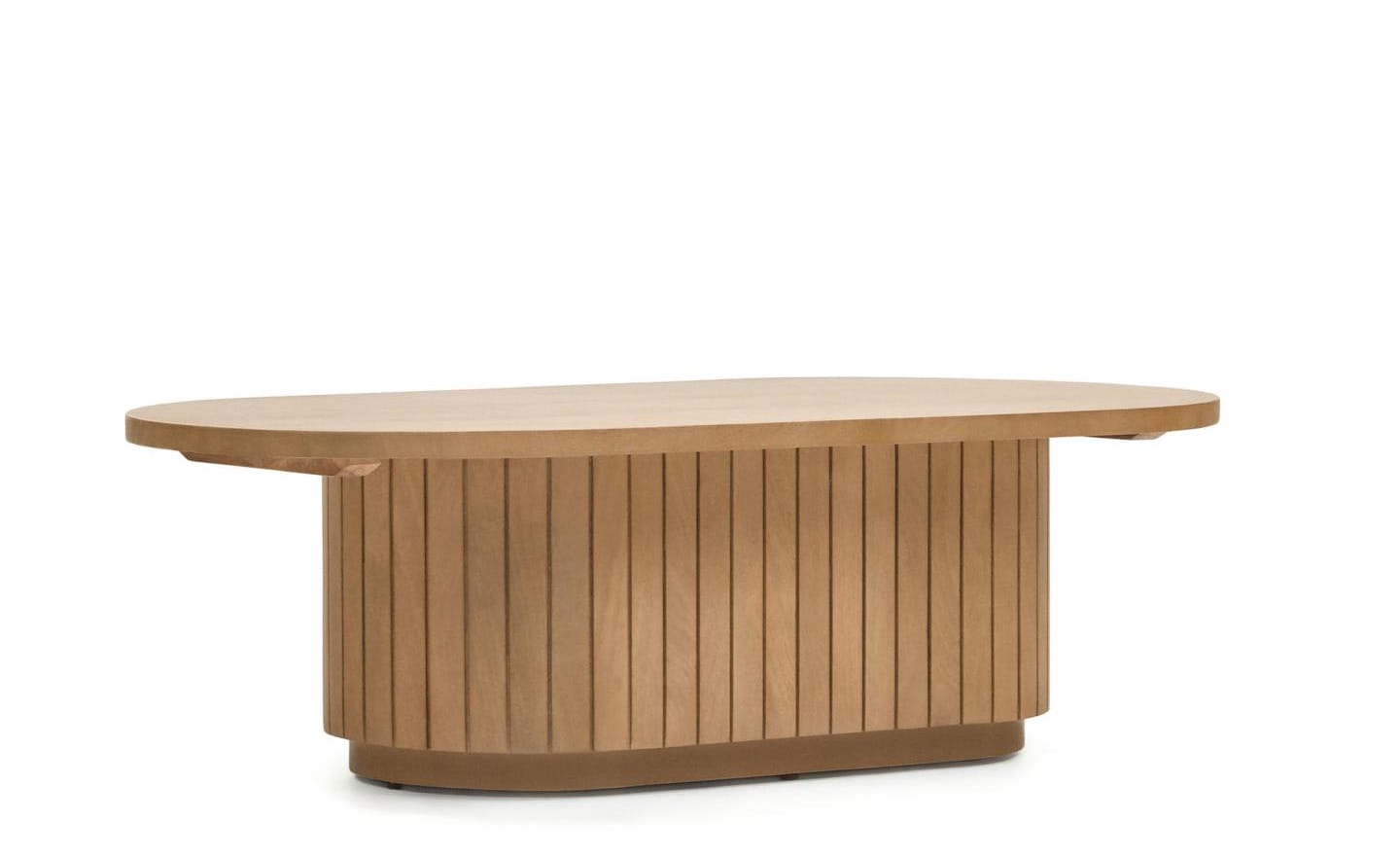 Mesa de Centro Licia, design artesanal em madeira maciça de mangueira, formas arredondadas únicas, dinamismo e elegância para interiores.