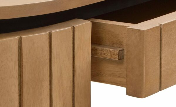 Consola Licia 1 Gaveta, madeira maciça de mangueira sustentável, curvas arredondadas, design artesanal.