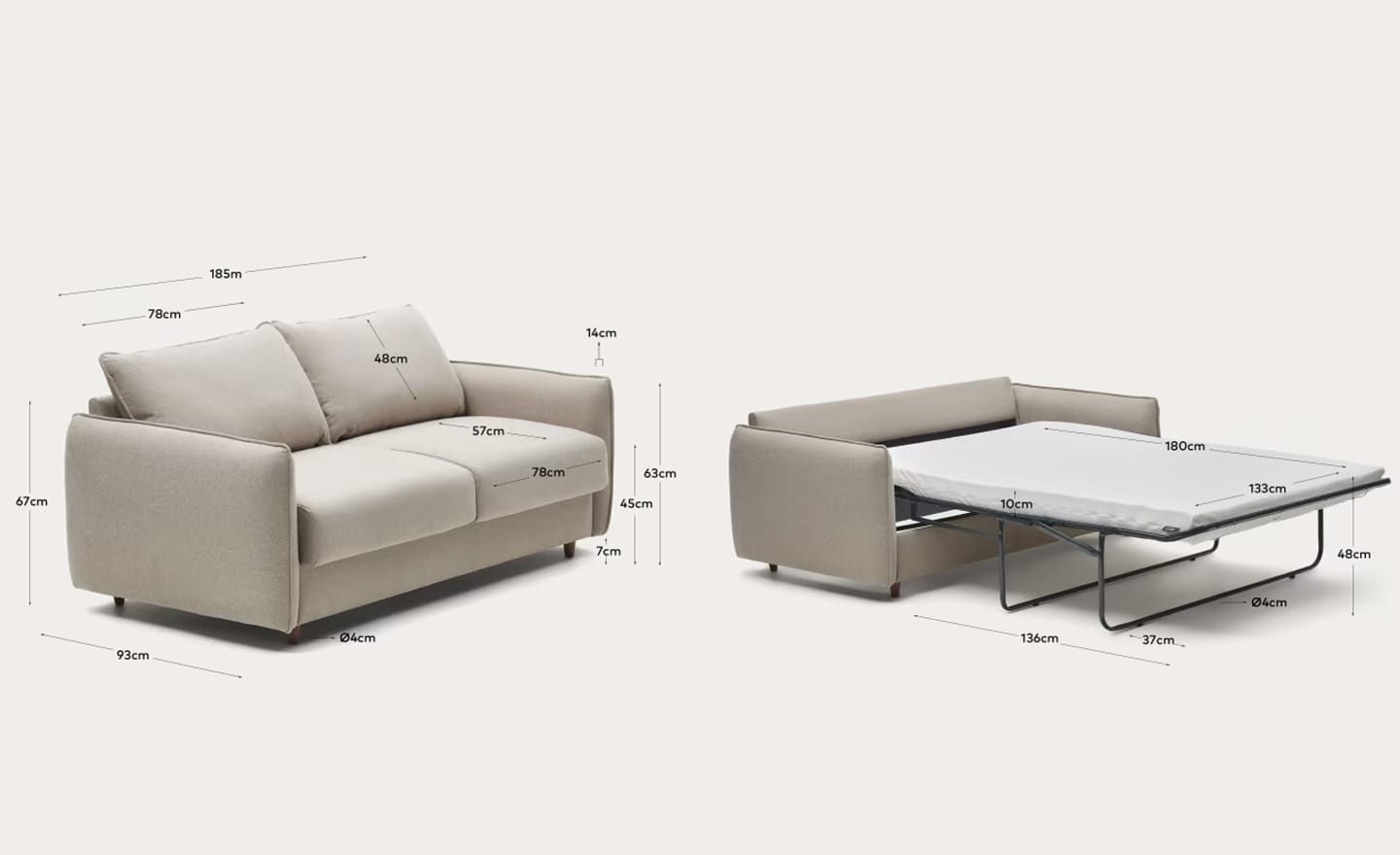 Sofá Cama Carlota Chenille Beige | S80660AU12