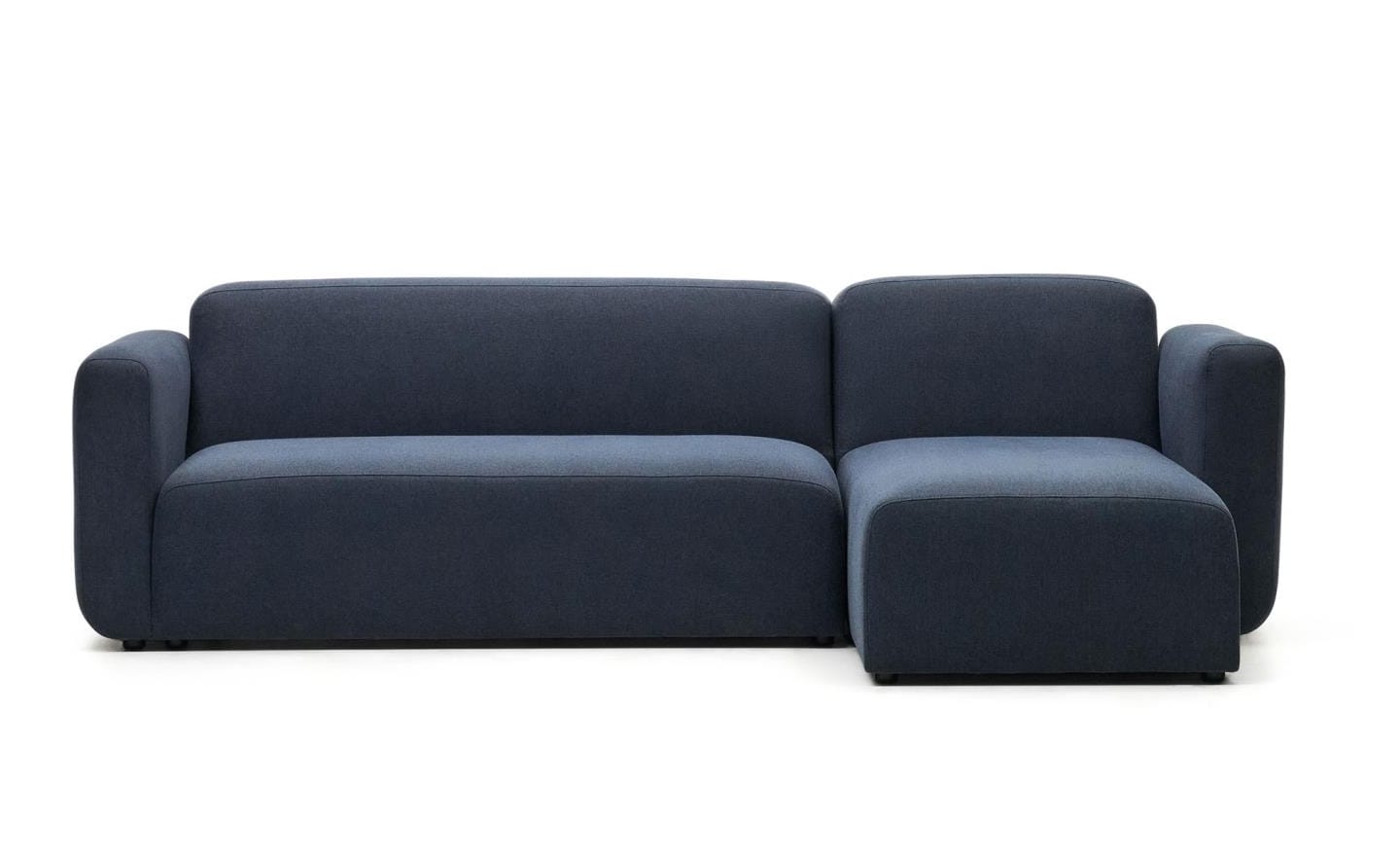 Sofá Chaise Longue Neom Azul, estofado em tecido estruturado azul, ideal para sala de estar.