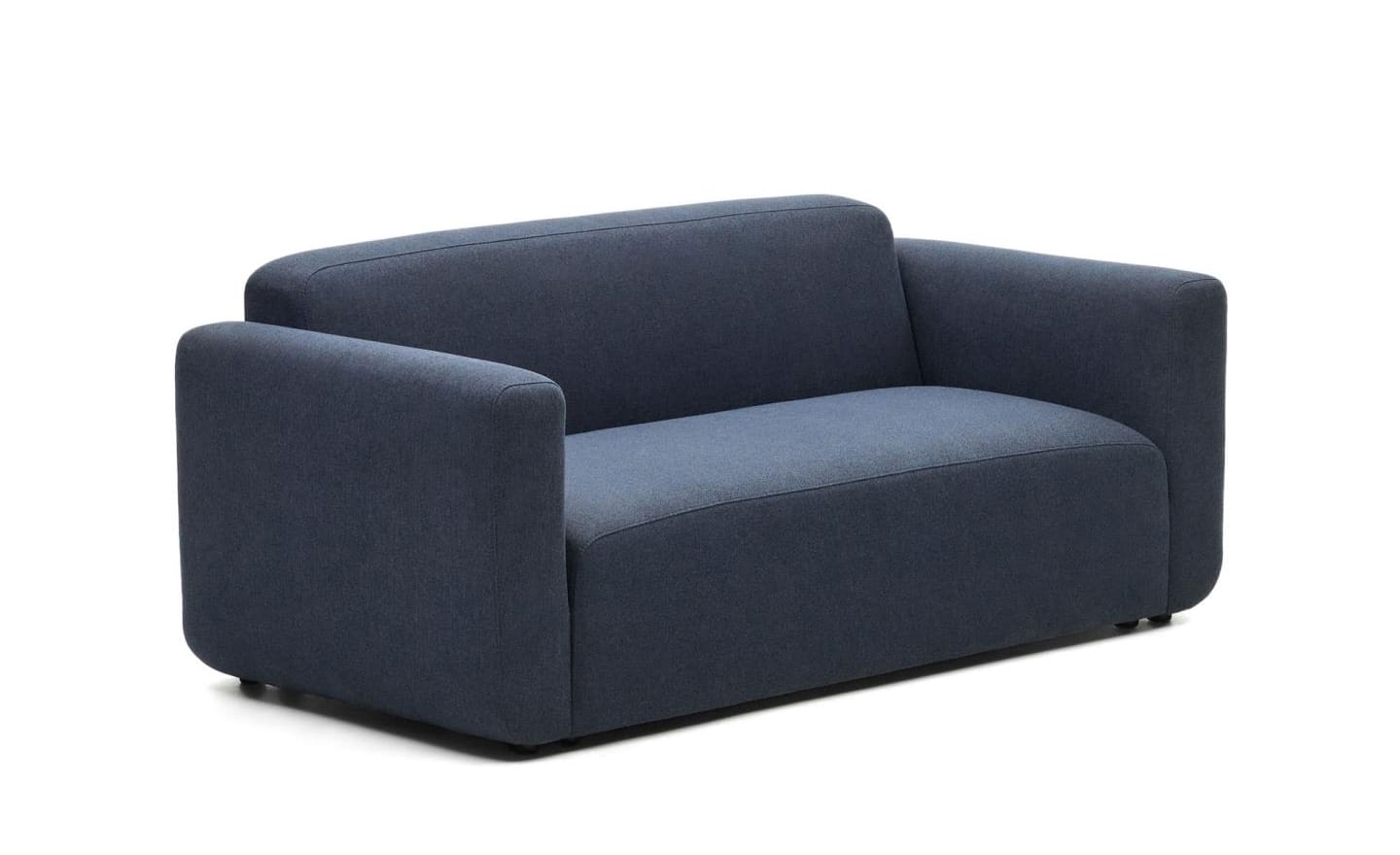 Sofá de 2 Lugares Neom Azul, sofá estofado em tecido azul estruturado, modular e versátil.